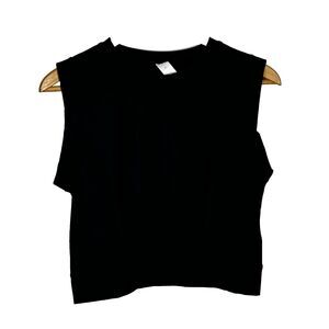 Halara Patitoff Crew Neck Sleeveless Cropped Yoga Tank Top Size Small Black